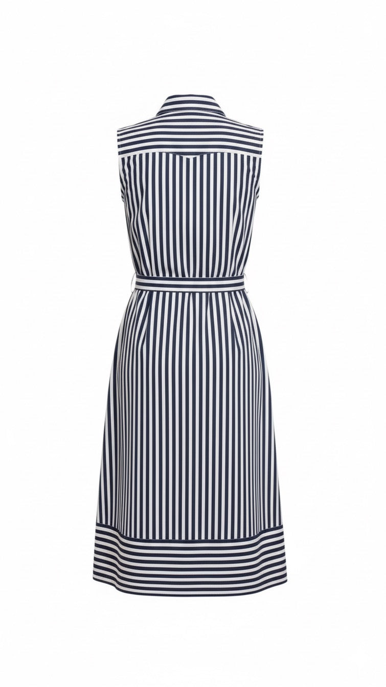Red and White Strip Shirt Dress