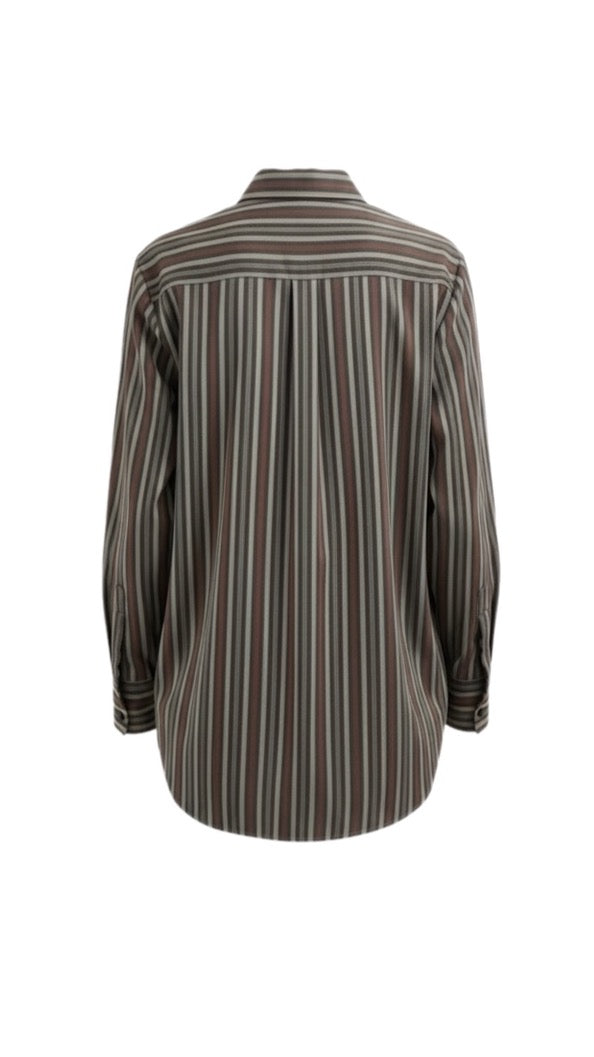 Brown Strip Button Down Shirt