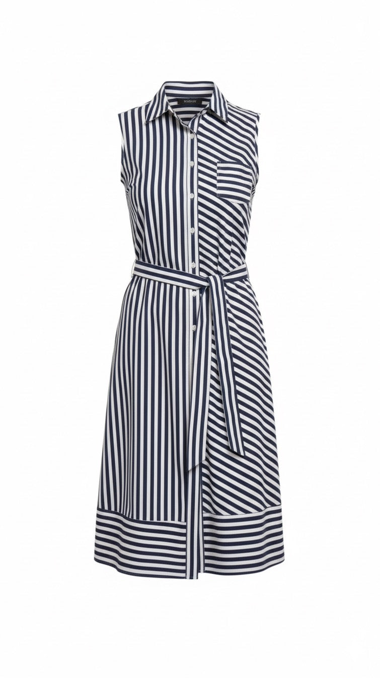 Red and White Strip Shirt Dress