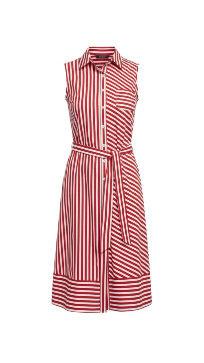 Red and White Strip Shirt Dress