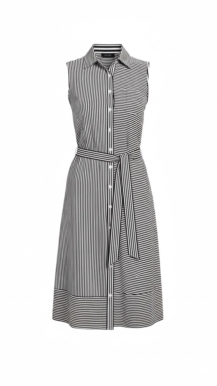 Red and White Strip Shirt Dress
