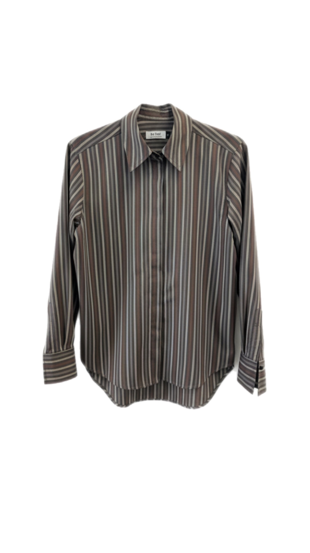 Brown Strip Button Down Shirt