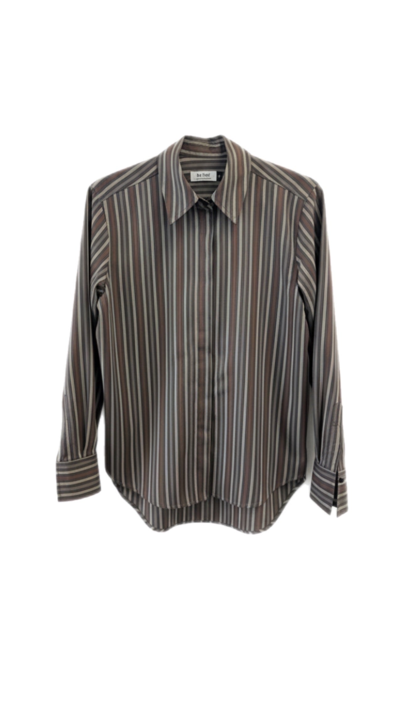 Brown Strip Button Down Shirt