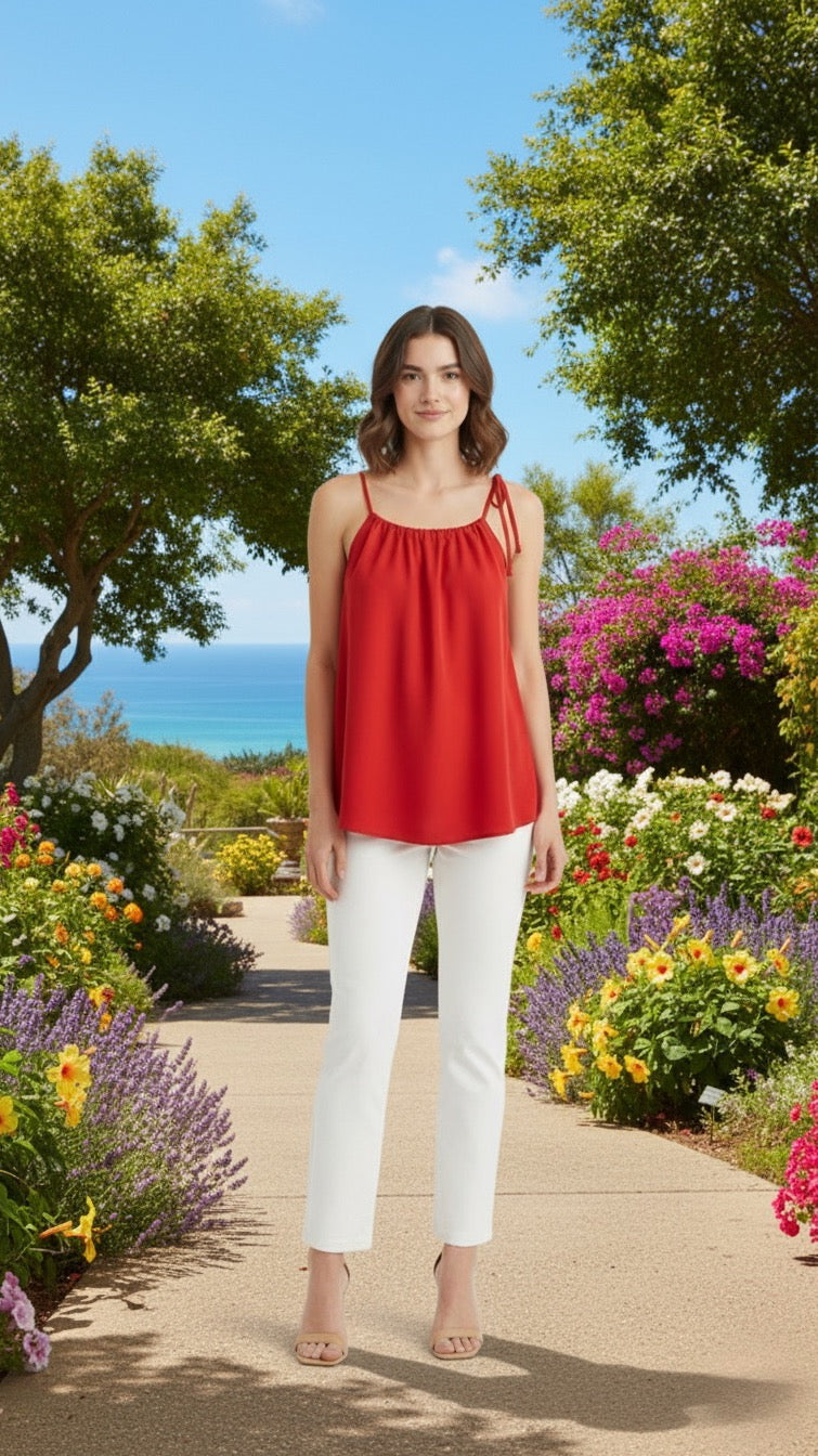 Red Strappy Tank Top