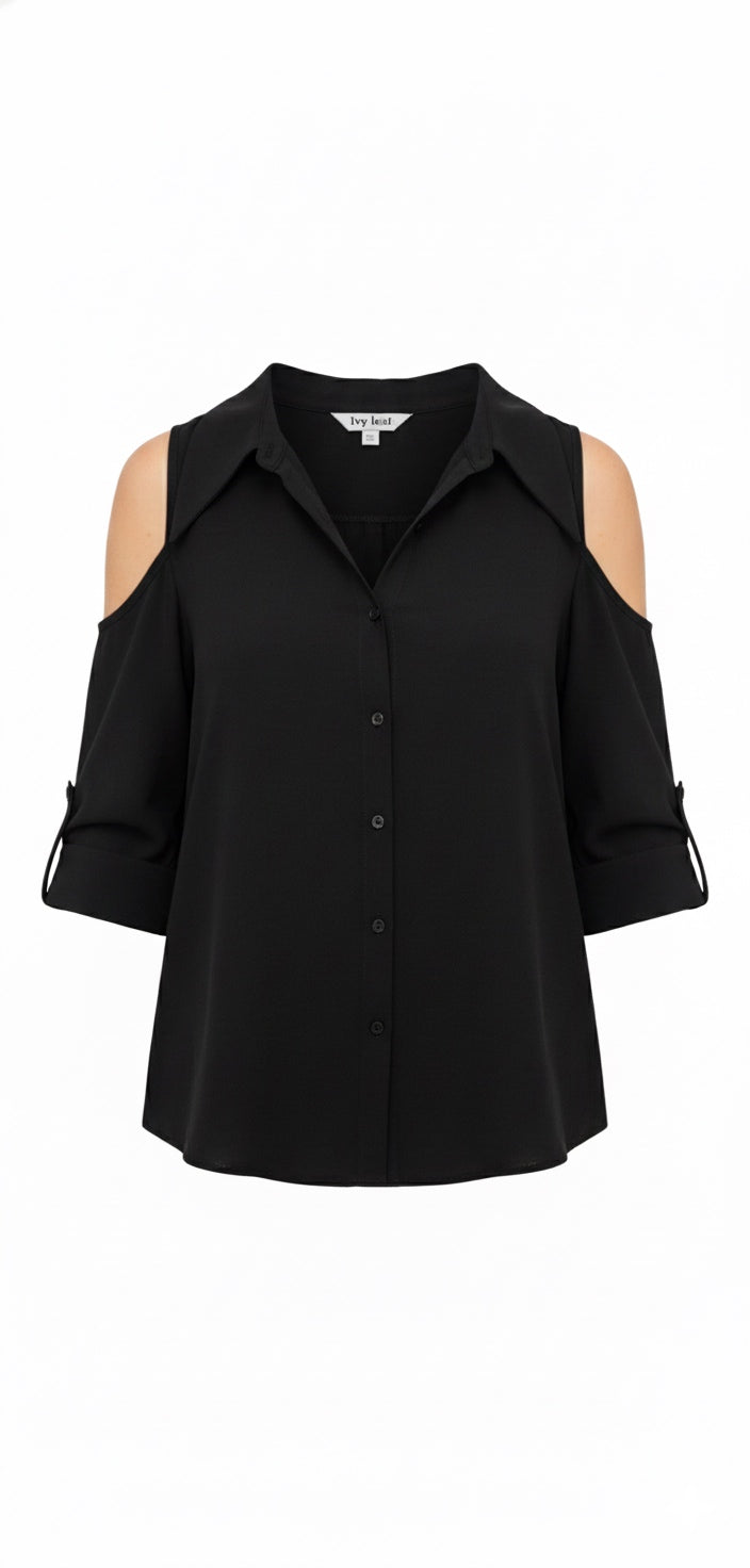Black Cold Shoulder Blouse