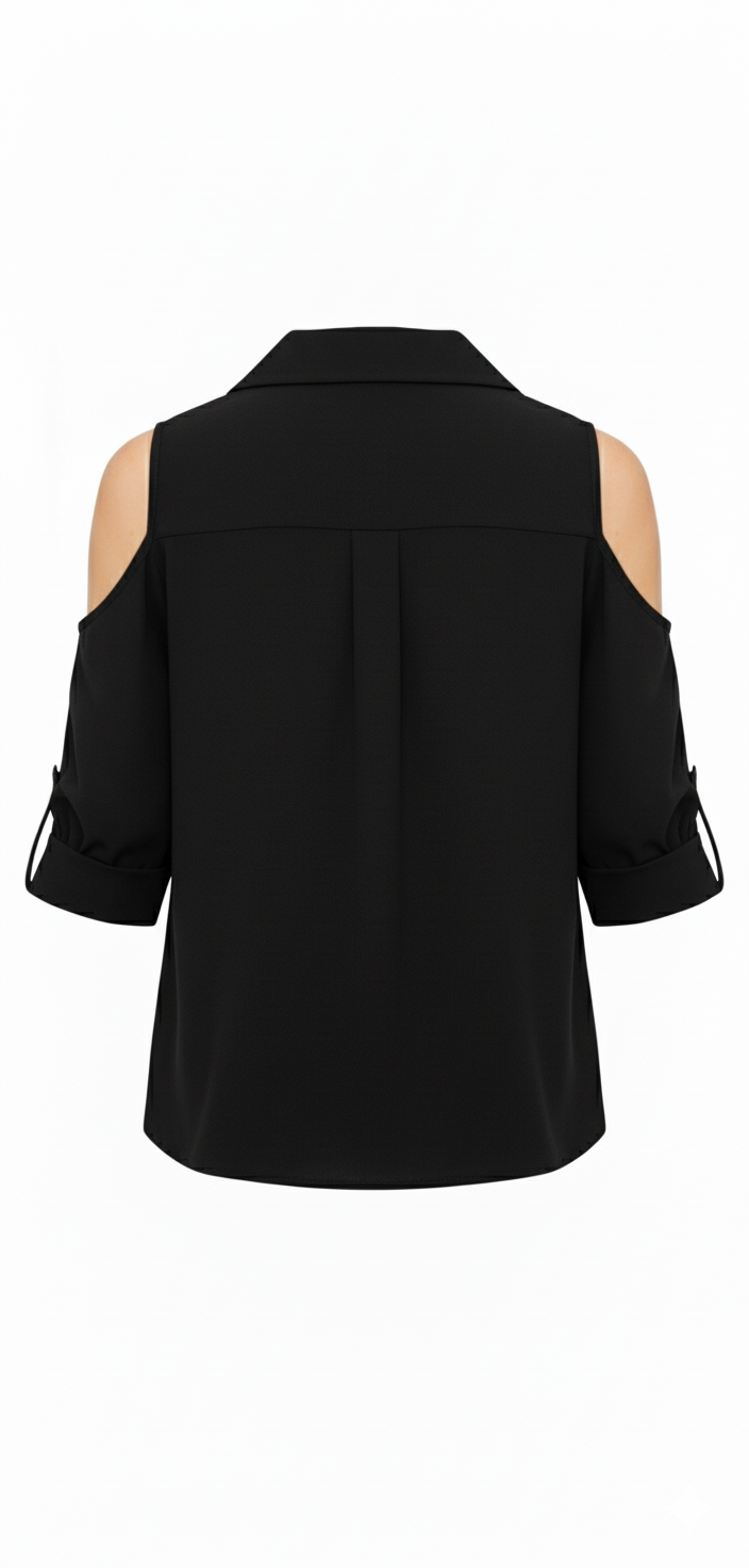 Black Cold Shoulder Blouse